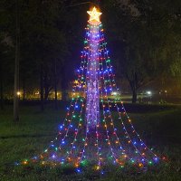 Instalatie solara cu stea si telecomanda, 350 LED-uri si 9 franjuri - 1