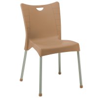 Scaun exterior Crafted plastic culoare cappuccino, picior de aluminiu - 1