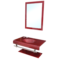 Set mobilier baie RM-081 suspendat din sticla visiniu - 1