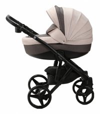 Carucior 3 in 1 pentru copii Adamex Barletta Full Linen TD2 Sweet Amaretto cu scaun auto iSize, landou reglabil, parte sport reglabila pana la orizontala, cadru cu suspensii - 6