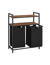 Consola de depozitare Vasagle, 2 cosuri de depozitare, Negru - 7