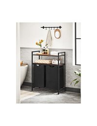 Consola de depozitare Vasagle, 2 cosuri de depozitare, Negru - 2