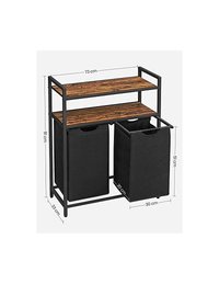Consola de depozitare Vasagle, 2 cosuri de depozitare, Negru - 6