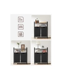 Consola de depozitare Vasagle, 2 cosuri de depozitare, Negru - 5