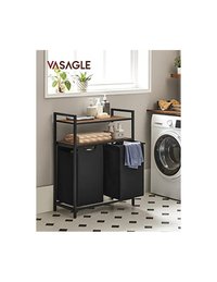 Consola de depozitare Vasagle, 2 cosuri de depozitare, Negru - 1
