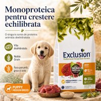 EXCLUSION Mediterraneo Monoprotein Puppy Medium Breed - Hrana Uscata cu Vită pentru Câini Junior, 12kg - 3