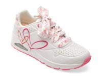 Pantofi sport SKECHERS albi, UNO, din piele ecologica - 1