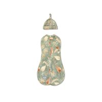 Saculet swaddle pentru infasat + caciulita Second Step Boho Green Sleepee - 2