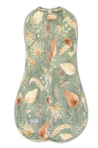Saculet swaddle pentru infasat + caciulita Second Step Boho Green Sleepee - 1