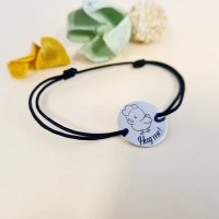 Bratara personalizata Pui Motat - Banut Argint 925 de 15 mm cu snur reglabil - 1