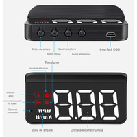 Ecran Head Up Display M3 pentru Parbriz, Afisaj Viteza, Temperatura Apa, Conectare OBDII - 8