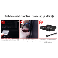 Ecran Head Up Display M3 pentru Parbriz, Afisaj Viteza, Temperatura Apa, Conectare OBDII - 3