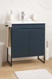Set Baza Frontala MDF cu Lavoar Seria 033, Cadru Metalic, 60 cm, Antracit - 1