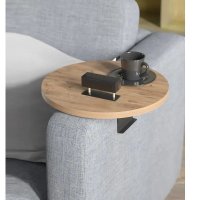 Măsuță Laterală Reglabilă Verla Homs, Finisaj Nuc, Model Rotund - 1