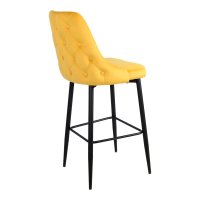 Scaun de bar Zedna, Pako World, Catifea Galben, Picioare negre, 52x57x111 cm - 2