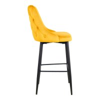 Scaun de bar Zedna, Pako World, Catifea Galben, Picioare negre, 52x57x111 cm - 3