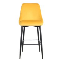 Scaun de bar Zedna, Pako World, Catifea Galben, Picioare negre, 52x57x111 cm - 4