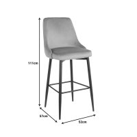 Scaun de bar Zedna, Pako World, Catifea Galben, Picioare negre, 52x57x111 cm - 7