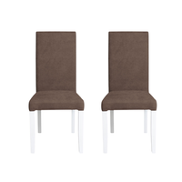 Set 2 scaune pentru living TEO, picioare din lemn alb, tapiterie maro, dimensiuni 46x60x98 cm - 1