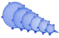 Set 6 capace pentru alimente flexibile din silicon transparent albastru - 1