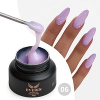 Gel Constructie Everin Stunning 06 Lila Deschis cu Paiete Holografice | Gel Autonivelant Profesional - 1
