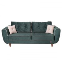 Canapea ELIZA extensibila, 3 locuri, cu arcuri, lada depozitare, verde smarald, 240x110x90 cm - 1