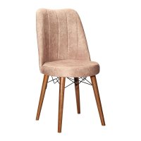 Scaun Nevis din material textil antica bej cu picior nuc - 1