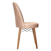 Scaun Nevis din material textil antica bej cu picior nuc - 3