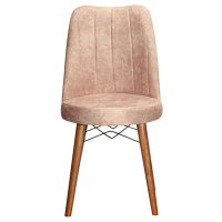 Scaun Nevis din material textil antica bej cu picior nuc - 4