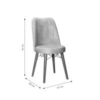 Scaun Nevis din material textil antica bej cu picior nuc - 7