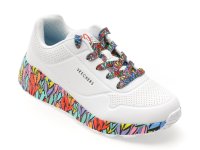 Pantofi sport SKECHERS UNO LITE pentru fete, albi din piele ecologica - 1