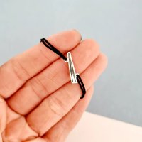 Bratara din Argint 925 cu Snur Negru Reglabil - 1