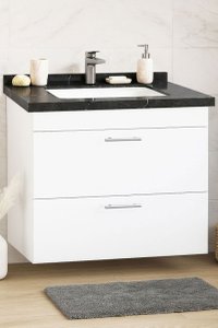 Set Baza si Lavoar seria 867, suspendata, cu sertare, 80 cm, alb + negru - 1