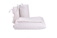 Set Lenjerie 6 Piese Patut 120x60 cm Bumbac Stelute Roz - 1