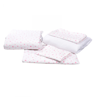 Set Lenjerie 6 Piese Patut 120x60 cm Bumbac Stelute Roz - 2