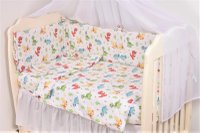 Lenjerie 3 piese model Dinozauri + Protectie impermeabila patut 120x60 cm - 2