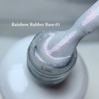 Rainbow Rubber Base Kievskaya 10ml- 01 Milky White Holographic - Everin - 2