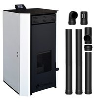 Termosemineu pe peleti Fornello EVA 25 kW cu pompa circulatie si control Wi-Fi, Alb - 1