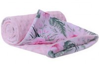 Paturica pentru copii, Nichiduta Flowers Light Pink, cu doua fete, material bumbac minky 100 , dimensiune 75 x 100 cm - 1