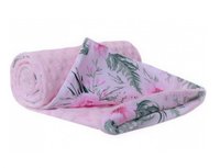 Paturica pentru copii, Nichiduta Flowers Light Pink, cu doua fete, material bumbac minky 100 , dimensiune 75 x 100 cm - 4