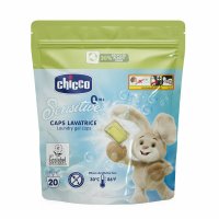 Capsule de rufe, Chicco, Sensitive, 20 buc, Solubile, Fara Coloranti, Testate Dermatologic, Eco-friendly, 0+ luni - 1