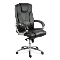 Scaun de birou OFF 5860 din piele naturala, negru, cu baza metalica - 1