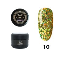 Twinkle Color Gel EVERIN 5ml – 10 | Gel Color Auriu-Verzui cu Sclipici Holografic Multicolor pentru Manichiură Profesională - 1