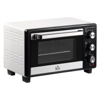 Cuptor electric ventilat HOMCOM, temperatura reglabila, 3 moduri de coacere, tava si gratar, 44x32x28 cm, alb - 1