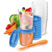 Set 20 recipiente transparente Philips Avent, 10x180 ml si 10x240 ml, cu lingurita pentru diversificare - 1