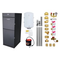Pachet centrala pe peleti Fornello Pellet King 30 kW cu boiler 100 l, termostat SALUS, aspirator si kit montaj - 1