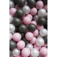 Set 200 Bile Colorate Flumi - Diametru 7 cm, Alb, Roz, Gri - 2