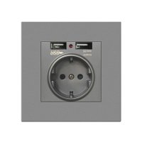Priza de Perete cu 2 Porturi USB Techstar® TS-PC, 110-250V, 16A, Ignifuga, 86x86mm, Gri - 1