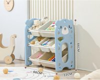 Organizator pentru copii Nichiduta Garden Blue Bear, cu rafturi deschise, pe 3 nivele, include 5 cutii mici si 2 cutii mari, dimensiune 66 x 33 x 66 cm - 3