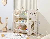 Organizator pentru copii Nichiduta Garden Blue Bear, cu rafturi deschise, pe 3 nivele, include 5 cutii mici si 2 cutii mari, dimensiune 66 x 33 x 66 cm - 6
